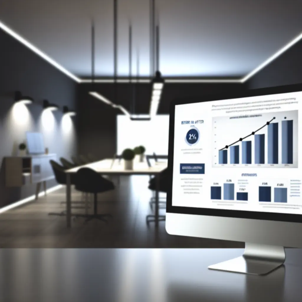 Before-and-after analytics dashboard showing strong improvement in web traffic and conversions.