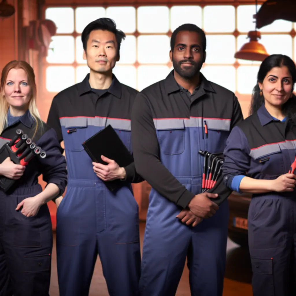 Diagnostic technicians team in a Finnish workshop