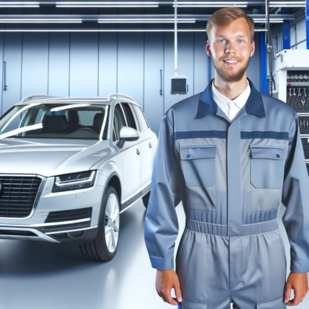 Certified automotive technician working in a modern Finland workshop