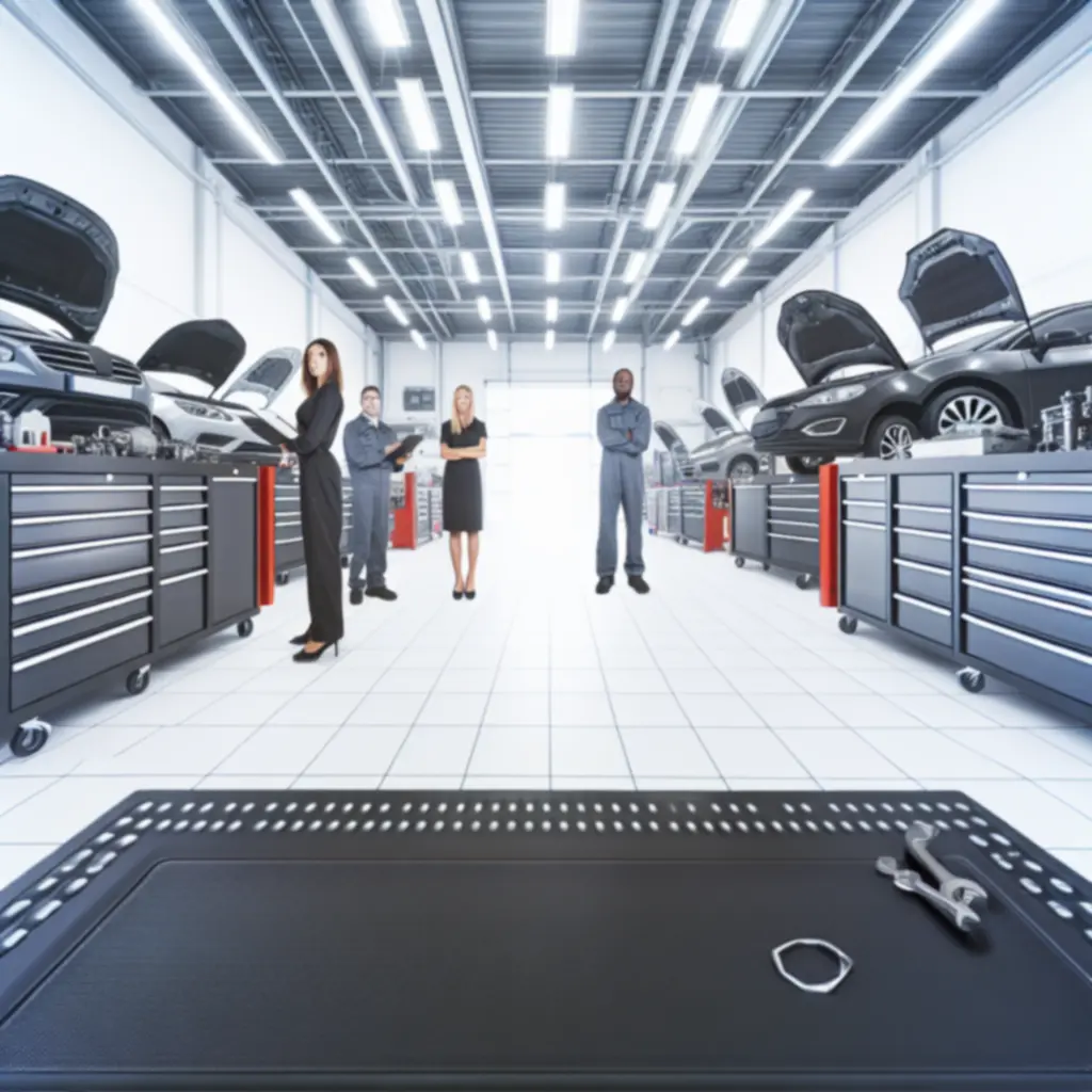 Clean, modern Wizard Fixx engine workshop with professional equipment